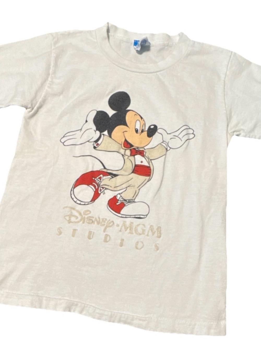 Vintage Disney MGM Studios Cream Mickey Mouse Graphic Tee  - Youth Large